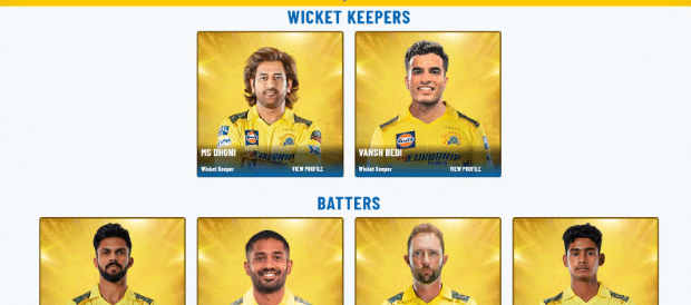 CSK squads for IPL 2025