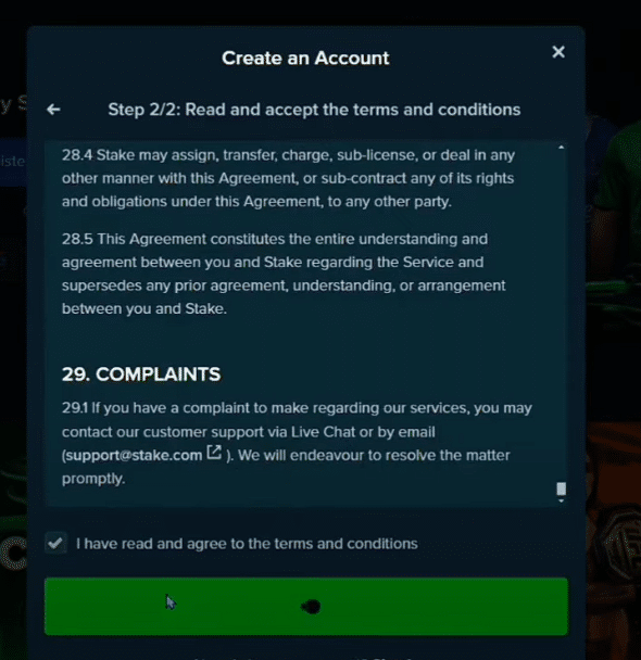 Stake website terms and conditions
