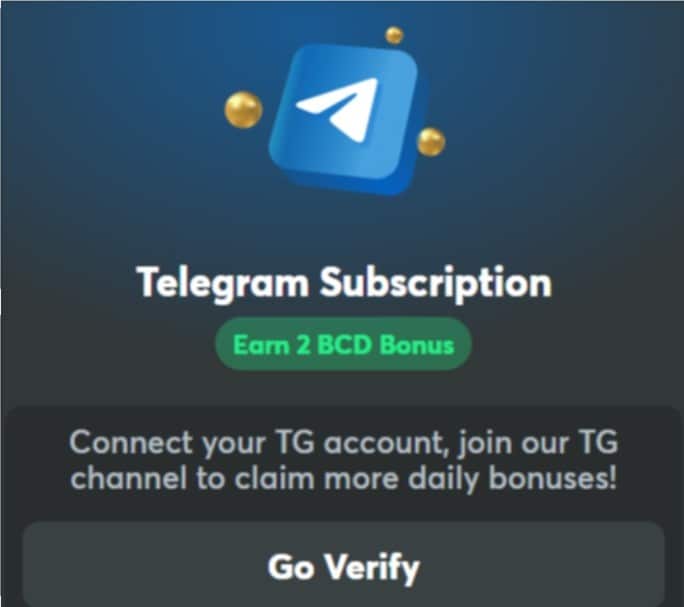 Connect Telegram account on BC games